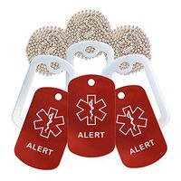 Alert Medical Alert ID Necklace - 3 Pack - Red Tag, White Silencer, and 30'' USA Chain - 154 Colors Choices