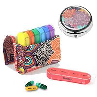 Pill Organizer Pill Box,LIZIMANDU Weekly Travel Pill Case Box Medication Reminder Daily AM PM,Day Night 7 Compartments,for 4 Times A Day,7 Days a Week-Includes Leather PU Carrying(Colorful Flower Set)