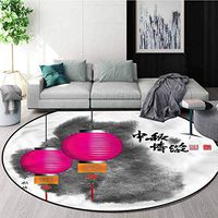 Lantern Anti-Skid Area Rug,Mid Autumn Festival Art Floor Mat Home Decor Round-59
