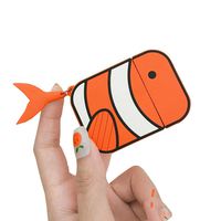 ICI-Rencontrer Creative 3D cartoon Fish Design Airpods Case Cute animal Soft Silicone Protective Wireless Earphone Charging Case With Tail Decoration (Fish, Airpods 1,2)