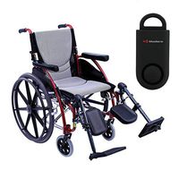 Karman S-Ergo 115 Ultra Lightweight Ergonomic Wheelchair | Seat Size 18" X 17" | Upgraded to Elevating Legrests | Fixed Wheels and Mag Wheels in Red & Free 130 dB Black Personal Safety Alarm/Siren!
