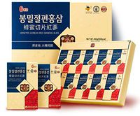[Gangwoninsam] 6 Year Honeyed Korean Red Ginseng Slices, Asian Snacks, Portable Packs for Healthy Immune System, 20g x 10 Packs (7.05 fl. oz)