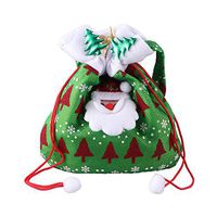 TINKSKY Reusable Fabric Christmas Candy Bags Cute Santa Claus Drawstring Gift Treat Bag Goodie Bag Pocket Sweet Candy Xmas Stocking Handbag Christmas Ornaments Home Party Decor (Green)