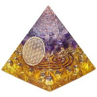 TUMBEELLUWA Orgone Pyramid Energy Generator for Crystal Healing, Meditation, Chakra Balancing and EMF Protection, Orgonite Pyramid Stone Figurine for Home Decoration, Flower of Life