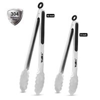 Walfos Kitchen Tongs-9 & 12 Inch,Stainless Steel Cooking Tongs for Barbecue,Cooking,Salad,Grilling,Frying-Set of 2