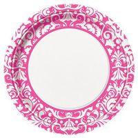 Pink Damask Dinner Plates, 8ct