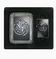 Game of Thrones 1 Square Glass AshTray and Oil Lighter Set