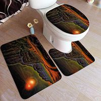 Outland Art Microfiber Bathroom Contour Rugs Combo,Set of 3 Soft Shaggy Non Slip Bath Shower Mat Rectangle-Shaped U-Shaped and O-Shaped Toilet Floor Rug