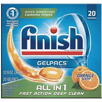 Finish all In 1 Gelpacs, Orange 20 Tabs, Dishwasher Detergent Tablets (Pack of 4)