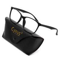 Cyxus Blue Light Blocking Glasses Lightweight Eyeglasses Frame, Filter Blue Ray Computer Game Anti Eyestrain Headache Eyewear(8083T02,Black)