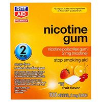 Rite Aid Nicotine Gum, 2mg, Fruit Flavor - 100 Pieces | Quit Smoking Aid | Nicotine Replacement Gum