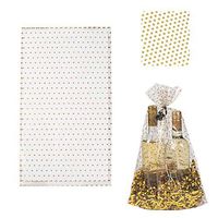 Gold Cello Bags Clear with Polka Dots Large Gift Sack 10 L 6 W 18 H Inch Pack of 12