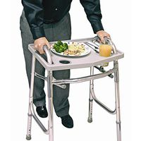 Dinner Transport Tray for Walker, Raised Edges, Two Recessed Cup Holders: Gray