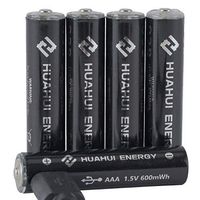 Lithium AAA Rechargeable Batteries with Micro USB Charging Port 1.5V/ 400mAh, 1000 Cycle 1h Quick Charge (4AAA)