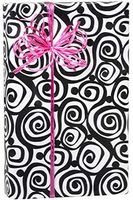 Black and White Bohemian Swirl Gift Wrap Wrapping Paper-12ft Folded Sheet w.Gift Tags