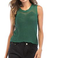 Women Good Vibes Tank Blouse Round Neck Sleeveless and Long Sleeve Rainbow Casual(Green,US 10)