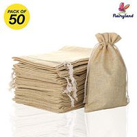 FLAIRYLAND 6 x 10 inch Burlap Bags with Jute Drawstring for Arts Crafts Projects Birthday ChristmasWedding Present Snacks Jewelry Treat DIY | Jute Pouch | 50 Pack