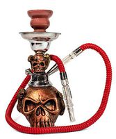 Dracarys Hookah by Dreki Pipes Smoking Hookah Shisha Pipe for Smoking and Collecting – Stylish, Smooth, Resin Pipe Vase Hose with Removable Parts Bowl 11.5 in with Full Accessories (Bronze Skull)