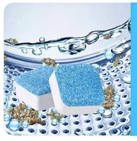 Effervescent tablets in washing machine tanks, cleaning detergents, descaling by roller machines, cleaning dirt in bathrooms