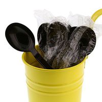AmerCare Heavy Weight, Individually Wrapped Black Polypropylene Soup Spoons, Case of 1000