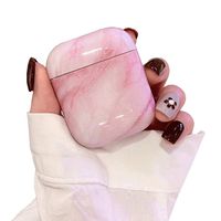 ICI-Rencontrer Super Creative Luxury 3D Crystal Clear Marble Airpods Case Artistic Cool AirPods Accessories Glossy Hard Plastic Anti-scratch Shockproof Protective Charging Case