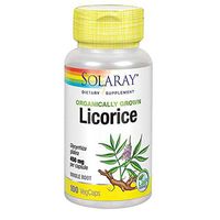 Solaray Organic Licorice Root Supplement, 450 mg, 100 Count