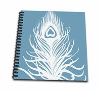 3dRose White Peacock Feather on Teal-Memory Book, 12 by 12" (db_179167_2)