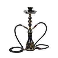 DM-HC 23.6" 2 Hose Hookah Combo Kit Set, Shisha Pipe Glass Base Metal Material Smoking Water Pipe Bong 032,D