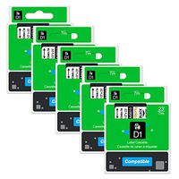 Replace DYMO D1 Label Tape 45013 S0720530 Black on White for LabelManager 160 280 260P 210D 420 450D Label Maker, 1/2 Inch x 23 Feet 7m, 5-Pack