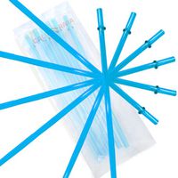 10.5" Long Rainbow Colored Reusable Plastic Replacement Straws, Fits Most Tumblers, Set of 10 with Cleaning Brush (Aqua)