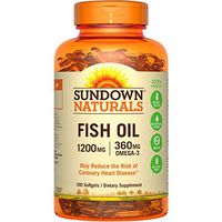 Sundown Naturals Fish Oil 1200 mg With Natural Omega-3, 100 Softgels (Pack of 2)