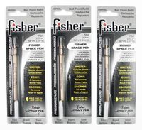 Fisher Space Pen - 3 Pressurized Cartridges Silver Ink Medium Point #SPRSL by Fisher