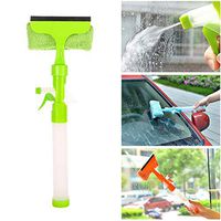 LUCKSTAR Glass Cleaner Wiper - 3-in-1 Windshield Cleaner Brush Glass Wiper Squeegee Washer Cleaner with Microfiber Scrubber Spray Bottle for Window Shower Floor Car Home and Office Glass (Green)