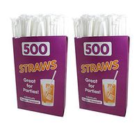 1000 8" Clear Drinking Slim Straws Paper Wrapped Plastic Drink Sipping Stirrer