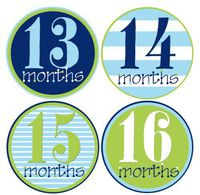 Mumsy Goose Baby Boy Stickers Monthly Age Stickers 13-24 Months Boy 2nd Year Nautical Milestones