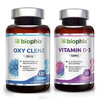 Oxy Clenz 750 mg 120 Vcaps - Free Vitamin D3 5000 IU 30 Softgels - Natural Magnesium Oxide | Gentle Laxative | Healthy Digestive Tract | Regularity Formula | Oxygen Based Colon Cleanse
