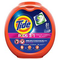 Tide PODS Laundry Detergent Liquid Pacs Tub, Fresh Coral Blast Scent, 3 in 1 HE Turbo, 81 Count