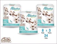 Nileeva Naturals Cotton Enhanced Individually Wrapped Super Sanitary Pads (24 Total) Pack of 3 Bundle Deal
