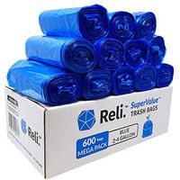 Reli. SuperValue 2-4 Gallon Recycling Bags (600 Count, Bulk) Blue Trash Bags, Small Garbage Bags 2 Gallon - 3 Gallon - 4 Gallon Garbage Bags (2 Gal - 4 Gal Small Blue Trash Bags Office Bathroom), Bulk