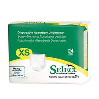 Select Pull-On Disposable Underwear Size Youth (X-Small) Case/96 (4 bags of 24)