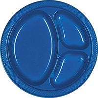 Bright Royal Blue Divided Plastic Plates | 10.25" | Pack of 20 |Party Supply
