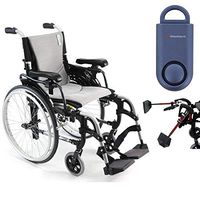 Karman S-Ergo 305 Ultra Lightweight Ergonomic Wheelchair | Upgraded to Elevating Legrests | Seat Size 16" X 17" | Frame Color Pearl Silver & Free 130 dB Matte Blue Personal Safety Alarm/Siren!