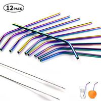 Stainless Steel Straws,12 PCS 8.5”L x 6mm Reusable Replacement Creative Plating Metal Straws for Milkshakes, Frozen Drinks, Smoothies, Bubble Tea