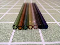 Lamci Healthy Glass Straws Environmental Reusable Tea Juice Glass Drinking Straws, Straight Tubes, Bent Tubes, 6 Pieces with 2 Brush (Straight)