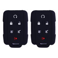 XUHANG 2Pcs WERFDSR Sillicone Key fob Skin Key Cover Remote Case Protector Shell for 2015 2016 Chevrolet Suburban Tahoe GMC Yukon Smart Remote Black