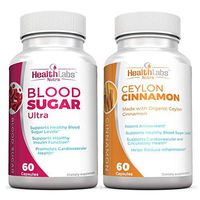 Health Labs Nutra Blood Sugar Ultra and Ceylon Cinnamon Supplement Bundle. Lower Blood Sugar Levels, Promote Heart Health, Reduce Inflammation. 30-Day Supply of Each. The Ultimate Health Combo!