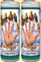 Set of 2 Hand of Power or Helping Hand Prayer Candles 2 Veladoras De La Mano Poderosa
