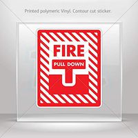 Decal Stickers Fire Alarm Pull Down Sign Tablet Laptop Weatherproof Sp (5 X 4.14 Inches)
