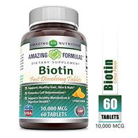 Amazing Formulas Biotin Fast Dissolving Tablets - 10000 MCG Tablets (Non-GMO,Gluten Free)-Supports Healthy Hair, Skin & Nails - Promotes Cell Rejuvenation - Supports Healthy (60 Count, Citrus Flavor)