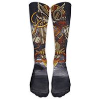 Golden Owl Machine Clock Custom Knee High Socks Football Baseball Long Stockings For Men Women